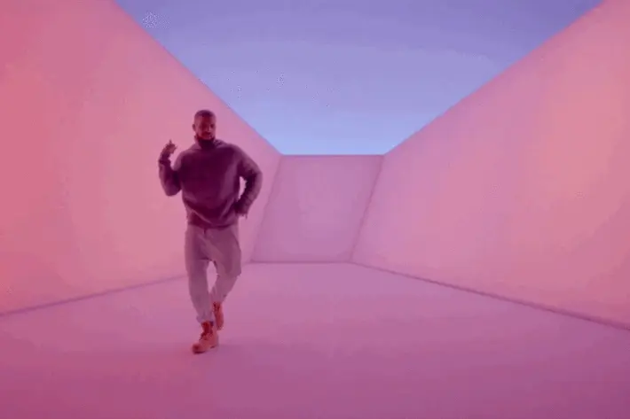 a clip of Drake from his song Hotline Bling